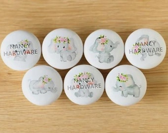 Garland Elephant Ceramics One hole Knobs/Nordic modern minimalist drawer Knobs/Custom Engraved Cabinet Pulls/Wardrobe Nursery pulls handles