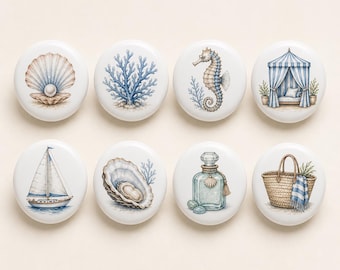 Coastal Luxury Ceramic Drawer Knobs/Blue Cabinet Door Pulls/Coral Children room Handles/Home Dresser Knobs/Seahorse Wardrobe knobs