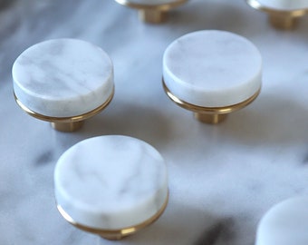 Natural Marble Knobs Nordic Luxury Brass Knob /Modern white marble brass Drawer Knobs/Wardrobe Pull /offices Knob /cafes Knob