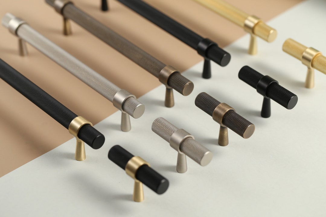 Nickel Drawer Handles Solid Brass Black Pulls Modern Minimalist Wardrobe Door Pull