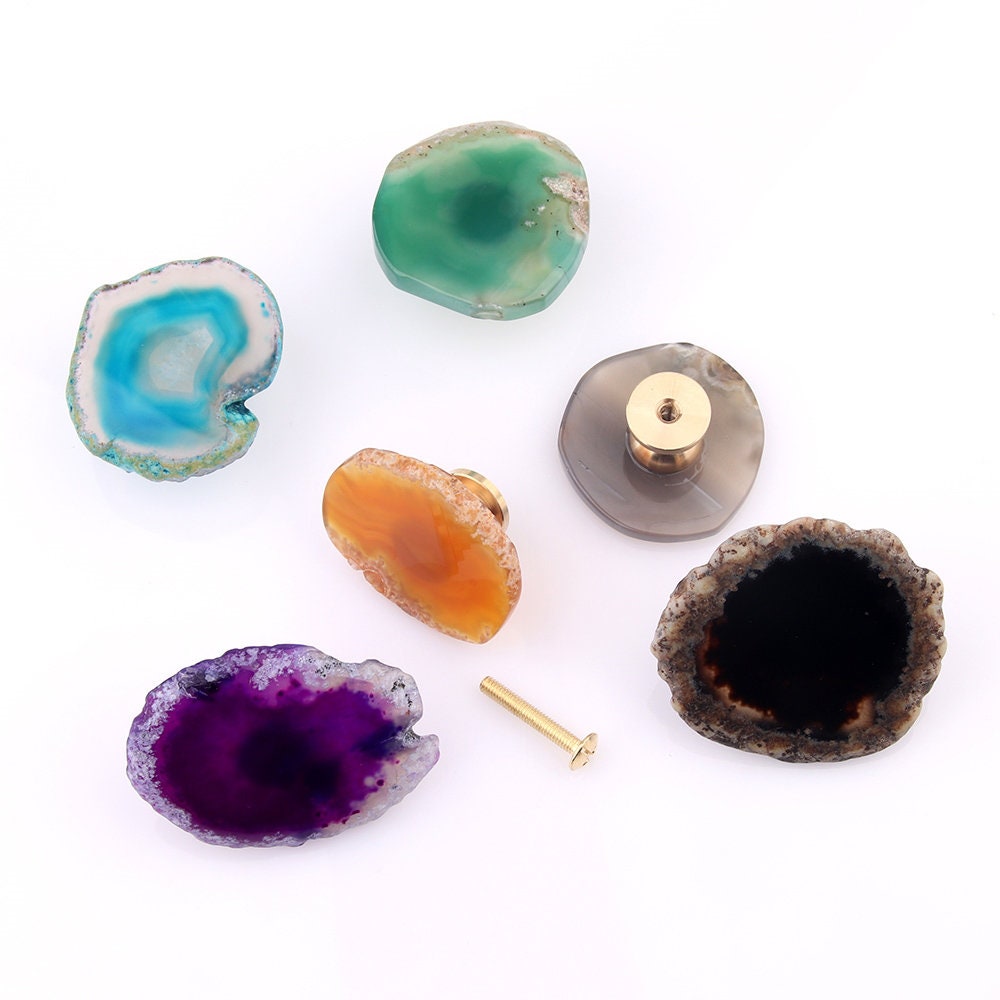 ASSORTED AGATE STONE KNOBS FOR DRAWERS/CABINETS/ SET OF 4 - Indian Artisans - View #9