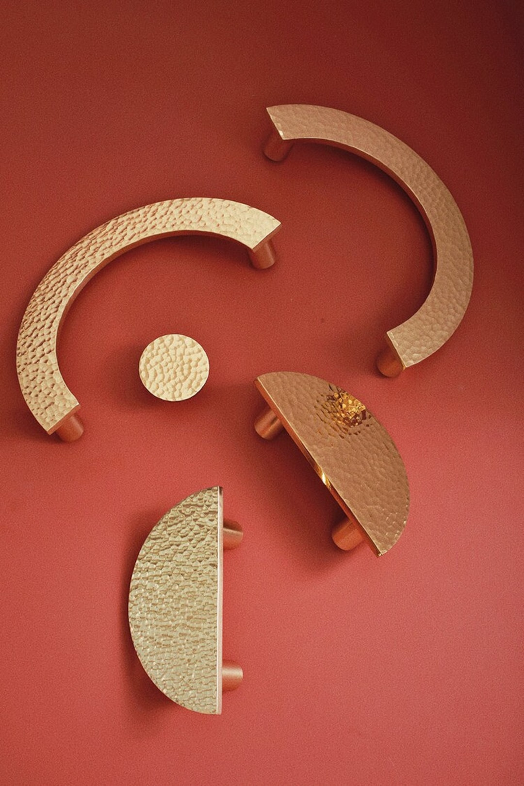 Hammered Brass Knobs and Pulls/drawer Round Knobs/half Moon