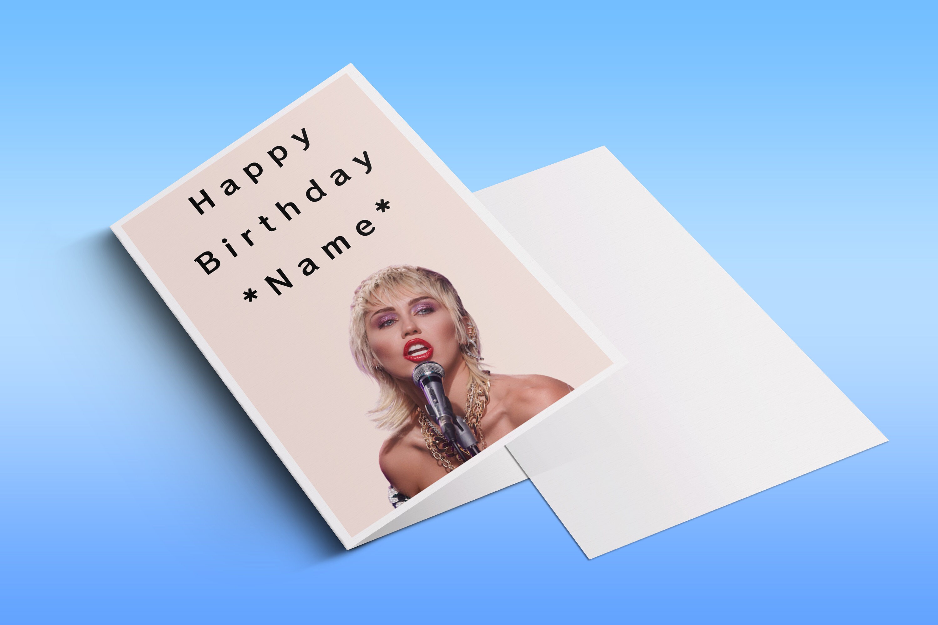 Miley Cyrus Birthday Card Personalised Miley Cyrus Card | Etsy