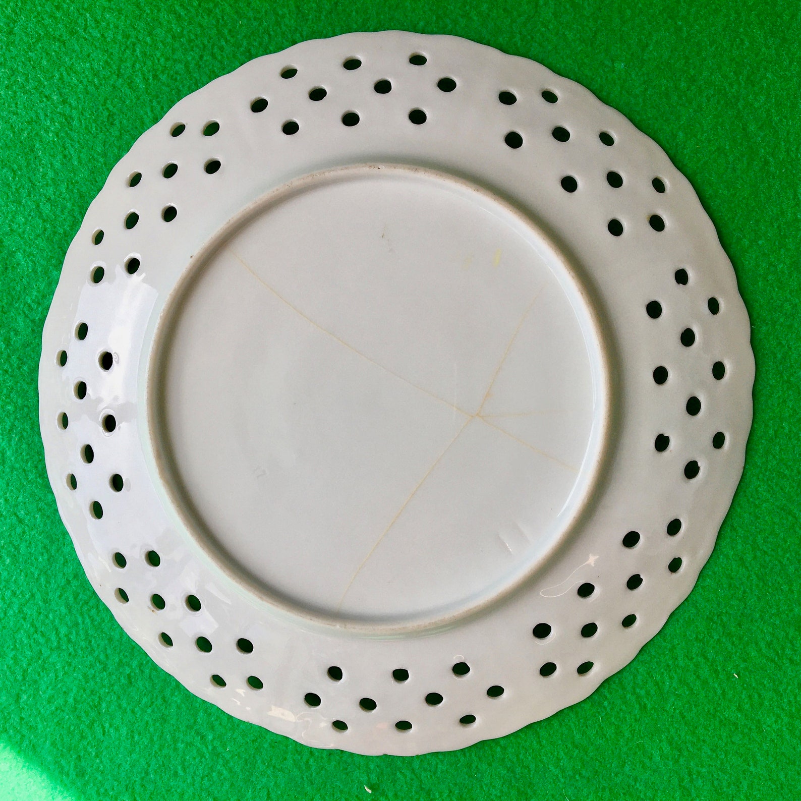 Vintage Pierced Lace Ribbon Plate With Orchids Etsy