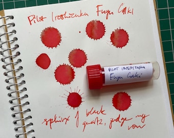 Pilot Iroshizuku Fuyu-gaki 3ml fountain pen ink sample - orange ink - slight gold sheen