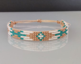 Auf einem Webstuhl gewebtes Perlenarmband/Handgemachtes Miyuki-Perlenarmband/Perlenwebstuhlarmband/
