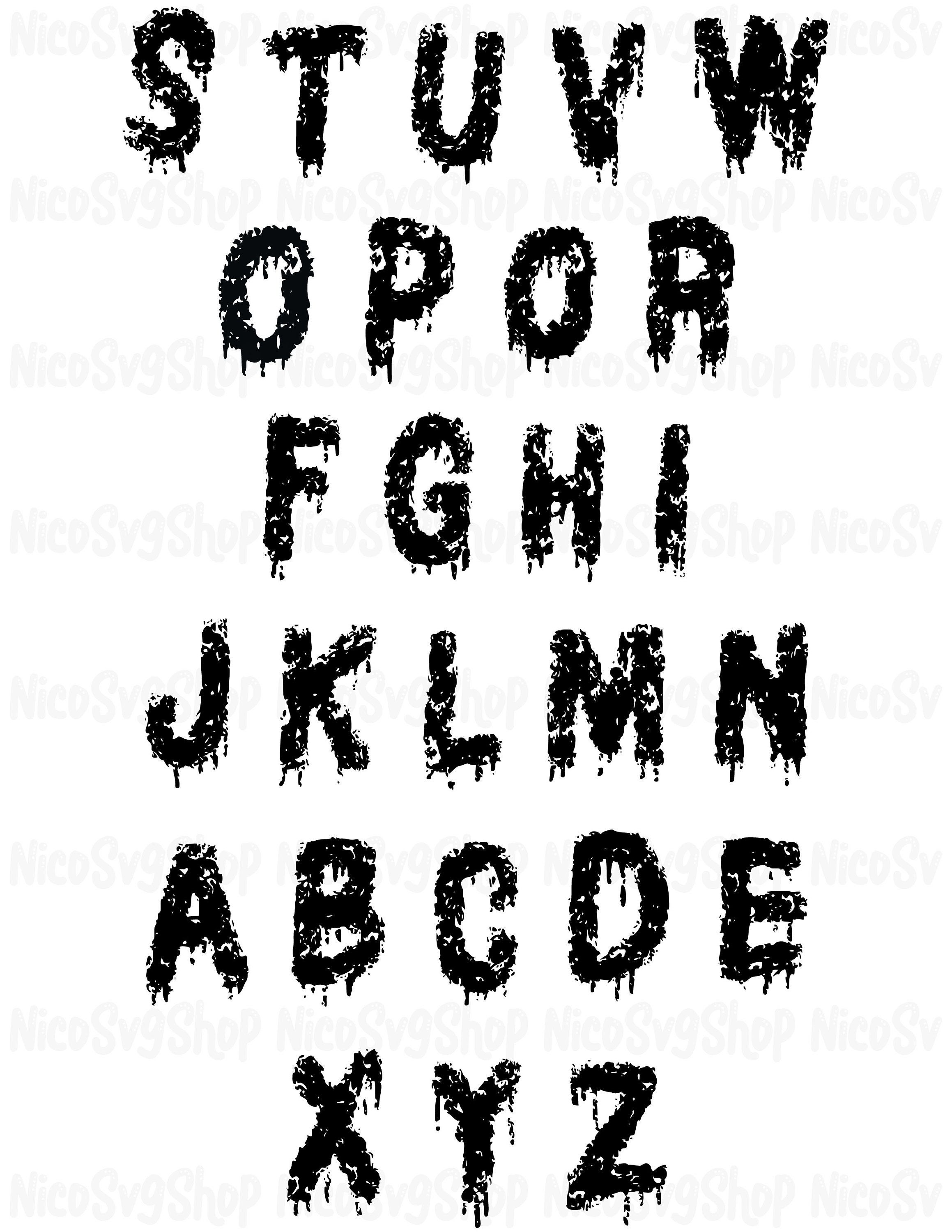 Distressed Dripped Font Svg,dripping Letters,distressed ALPHABET,CRICUT ...