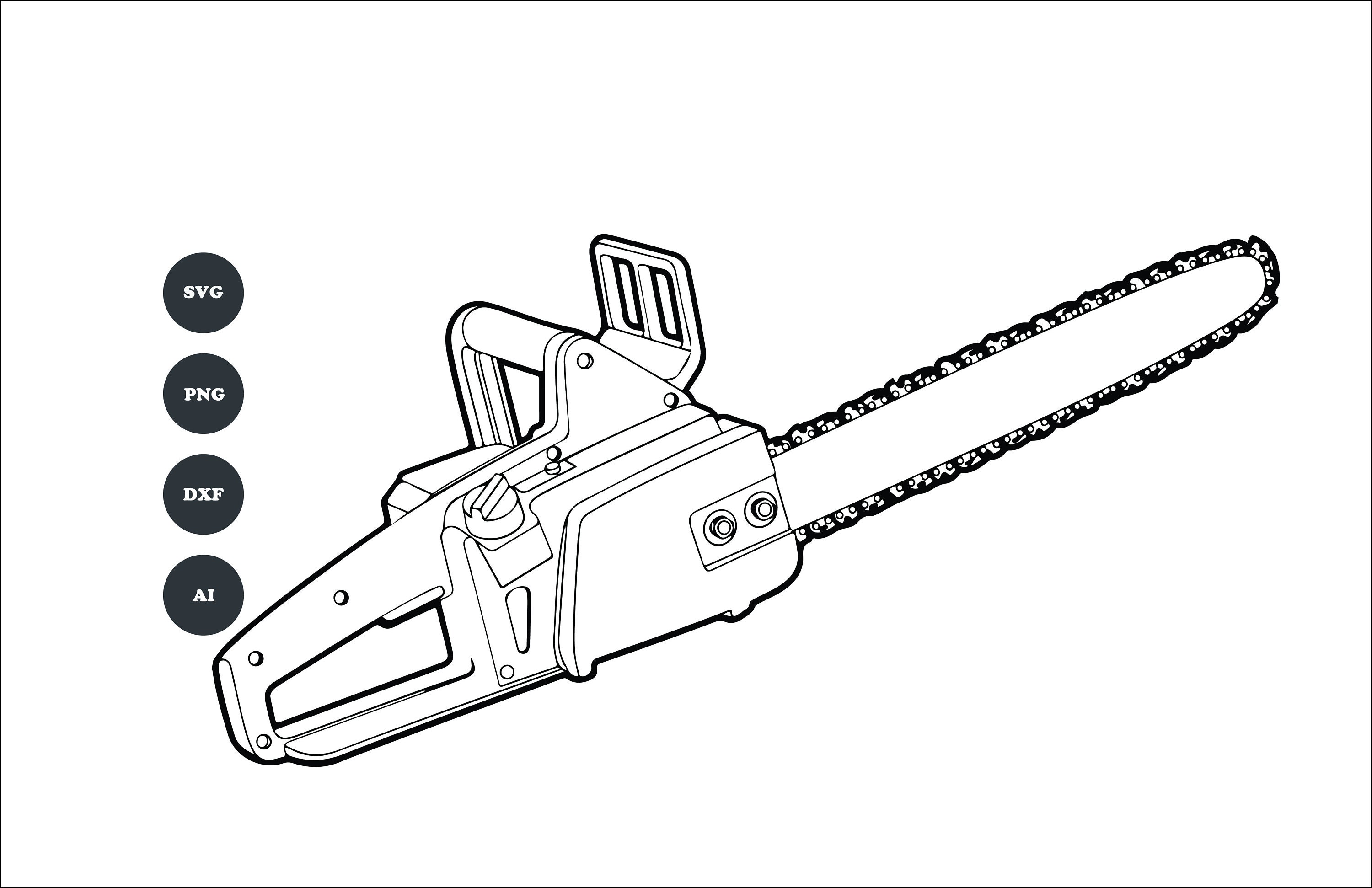 Chainsaw Black SVG.png svg dxf Digital File Etsy