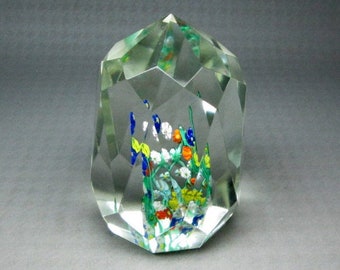 Glass paperweight , faceted ,  Fratelli Toso  , unmarked (6989)