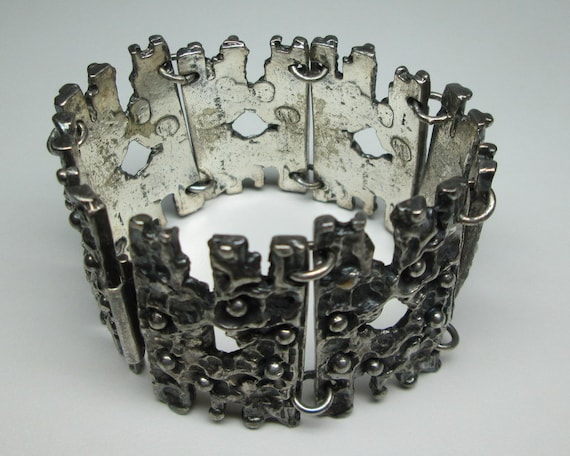 R Larin brutalist pewter bracelet , mid century mo
