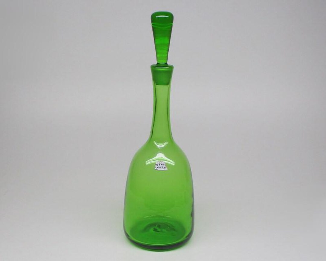 Blenko Decanter With Stopper , Green , 6626 / 6626S Joel Myers 1966