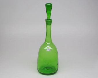 Blenko decanter with stopper , green , 6626 / 6626S Joel Myers 1966  classic mid century modern (2618)