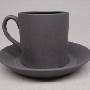 Wedgwood black ONE demitasse cup and saucer (inv#1997D)
