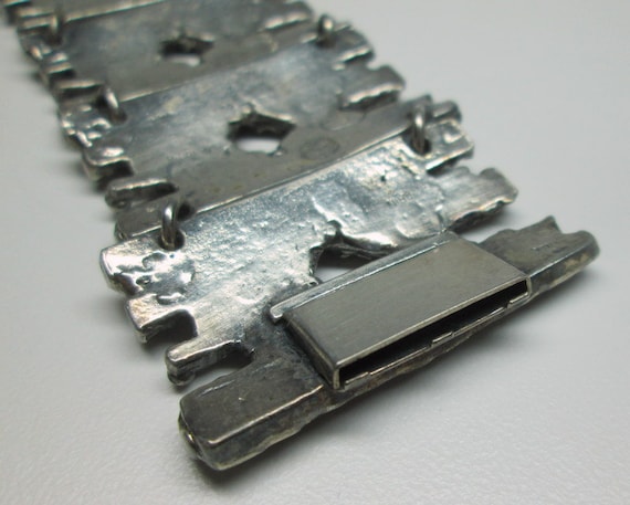 R Larin brutalist pewter bracelet , mid century m… - image 5