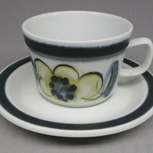 Stavangerflint Norway “ Senja “ cup and saucer designed by Inger Waage , mid century modern (1479-E)