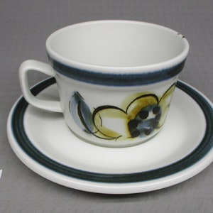 Stavangerflint Norway “ Senja “ cup and saucer designed by Inger Waage , mid century modern (1484-J)