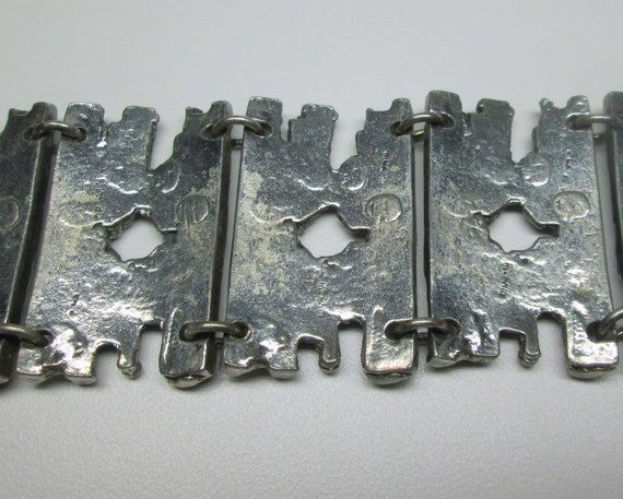 R Larin brutalist pewter bracelet , mid century m… - image 8