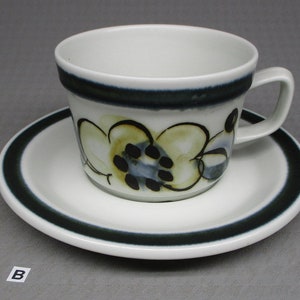 Stavangerflint Norway “ Senja “ cup and saucer designed by Inger Waage , mid century modern (1476-B)