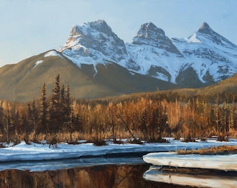 ART PRINT Golden Hour Serenade | Three Sisters | Paper | Canadian Rocky Mountains, Home Decor, Canmore Banff Landscape Wall Art