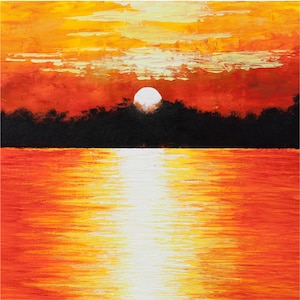 Arte vibrante della pittura del tramonto strutturata su cartoncino