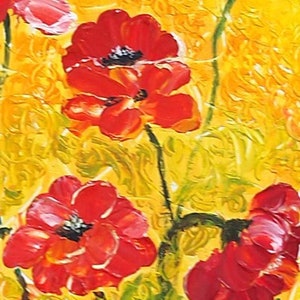 Rote Mohnblumen-Kunst auf Karte – Blumengrußkarte