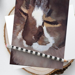Calico Cat Art on Card - Adorable Feline Portrait Close-Up