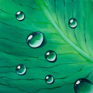 Arte unica con gocce di rugiada su carta - Pittura acrilica con gemme vibranti del mattino