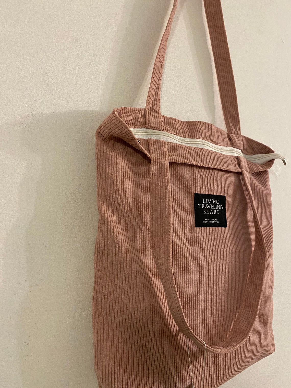 Pink corduroy bag | Etsy