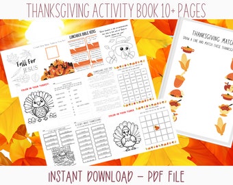 Thanksgiving Themed Christian Activity Printable Workbook for Kids