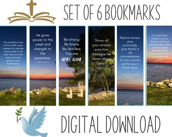 Bible Verse Printable Bookmarks - Gulf of Mexico - Set of 6 Inspirational Scripture Bookmarks, Ready To Print