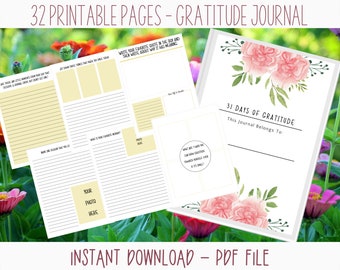 Printable Gratitude Journal ~ 31 Day Monthly Christian Gratitude Devotional with Journal Prompts