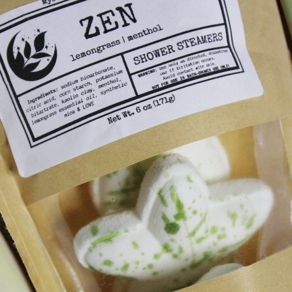 Zen Lemongrass Menthol Shower Steamers • 3 Pack • Refreshing Sinus Clearing Aromatherapy Made with Essential Oils