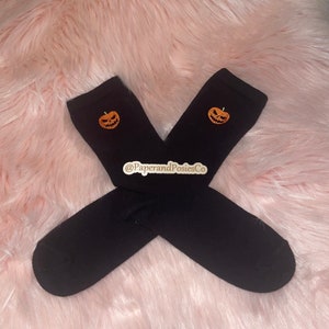 Spooky Halloween Jack O Lantern Black Socks