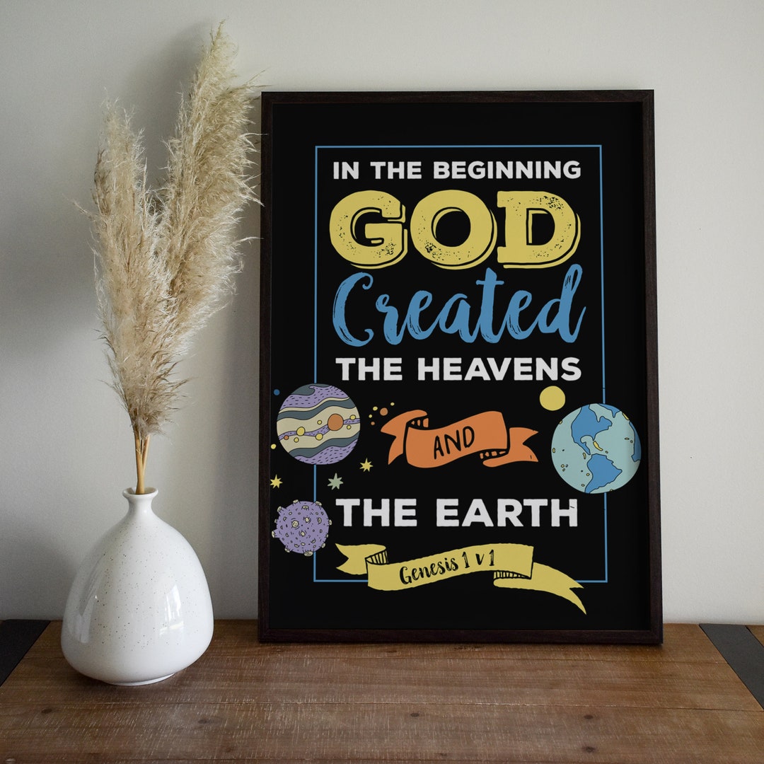 Genesis 1:1 Bible Verse Wall Art | Christian Printable Scripture ...