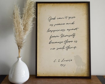 God can't give us peace, printable for living room, unique cs lewis print, cs lewis wall art