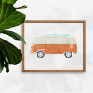 Set of 6 Mini Cards With Envelopes VW Van Polaroid Paintings Kraft Envelopes  Blank Watercolor Cards 