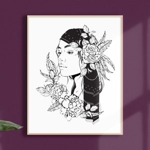 TAROT CARD, Dessin de mode, Illustration de modèle, Noir et Blanc, Art mural