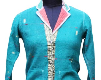 Boho Jacket, Handmade Kantha Jacket, Recycled Cotton Jacket, Vintage Cotton Kantha Jacket