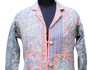 Boho Jacket, Handmade Kantha Jacket, Recycled Cotton Jacket, Vintage Cotton Kantha Jacket