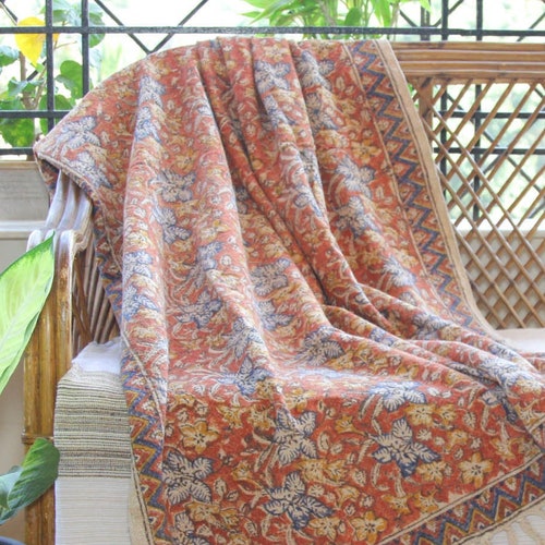 Boho Hand Loomed Mud Cloth Block Print Cotton Sofa Throw Etsy