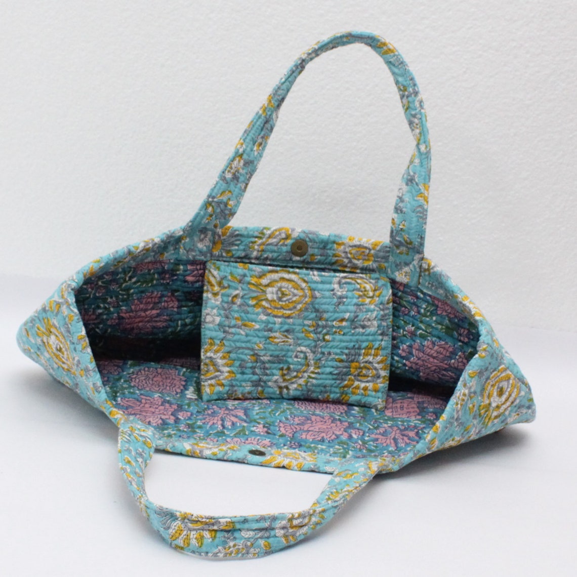 Indian Cotton Quilted Block Printed Beach Bag Stylish Large Etsy France