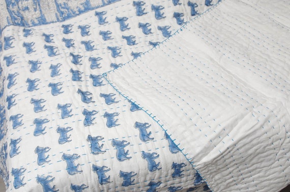 New Baby Kantha Quilt Soft Cotton Filling Handmade Baby Blanket