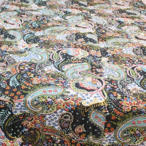 Hand Block Printed Paisley Pattern Kantha Quilt, Multipurpose Kantha Throw, Reversible Comforter, Indian Bedspread, Handmade Cotton Blanket