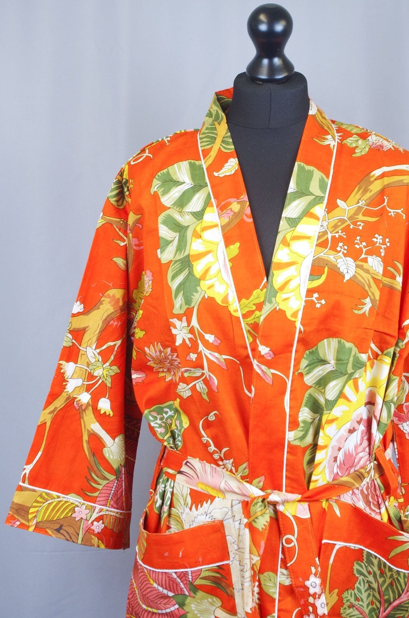 Cotton Kimono Robe Dressing Gown in 