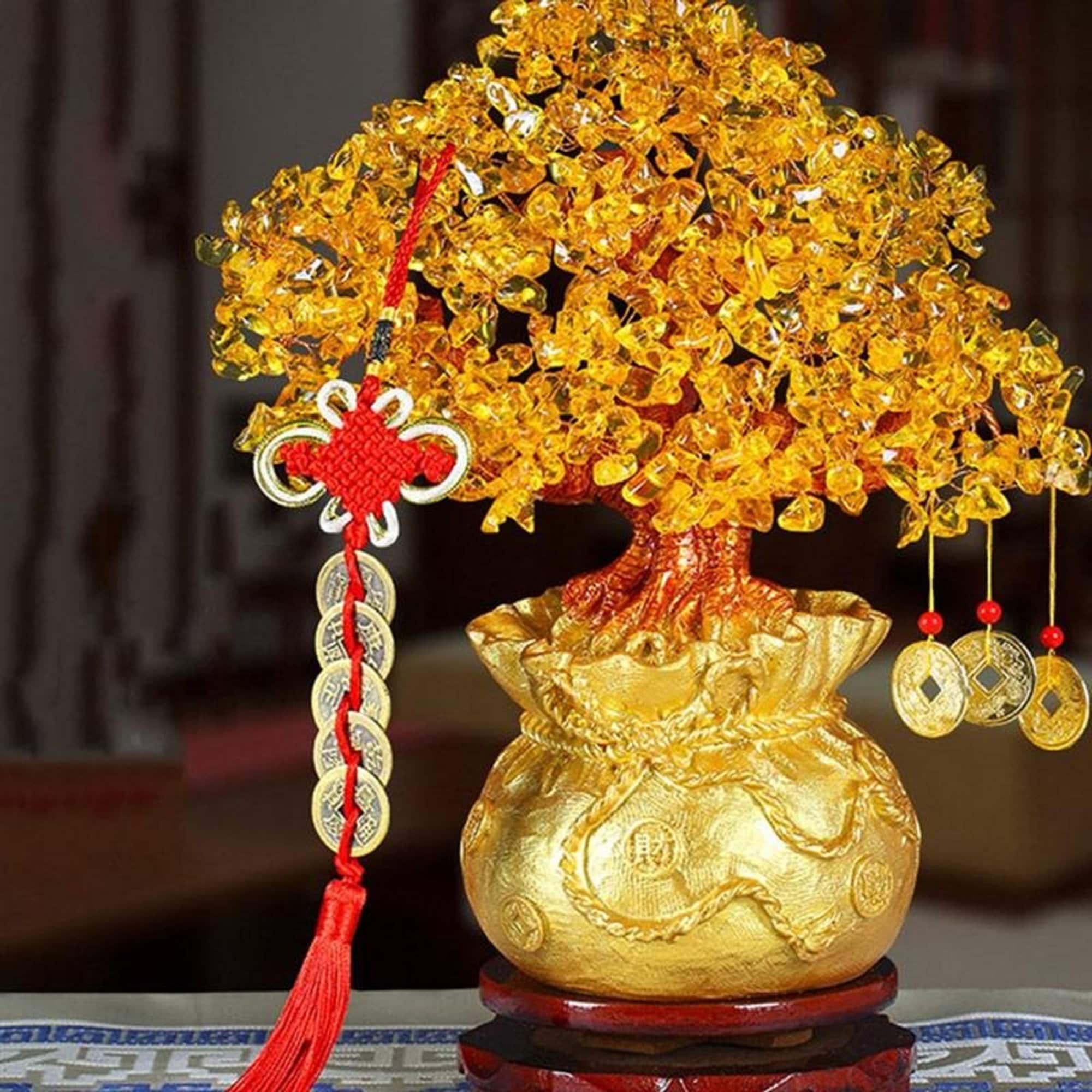 Lucky Tree Wealth Yellow Crystal Tree Natural Lucky Tree Money Etsy