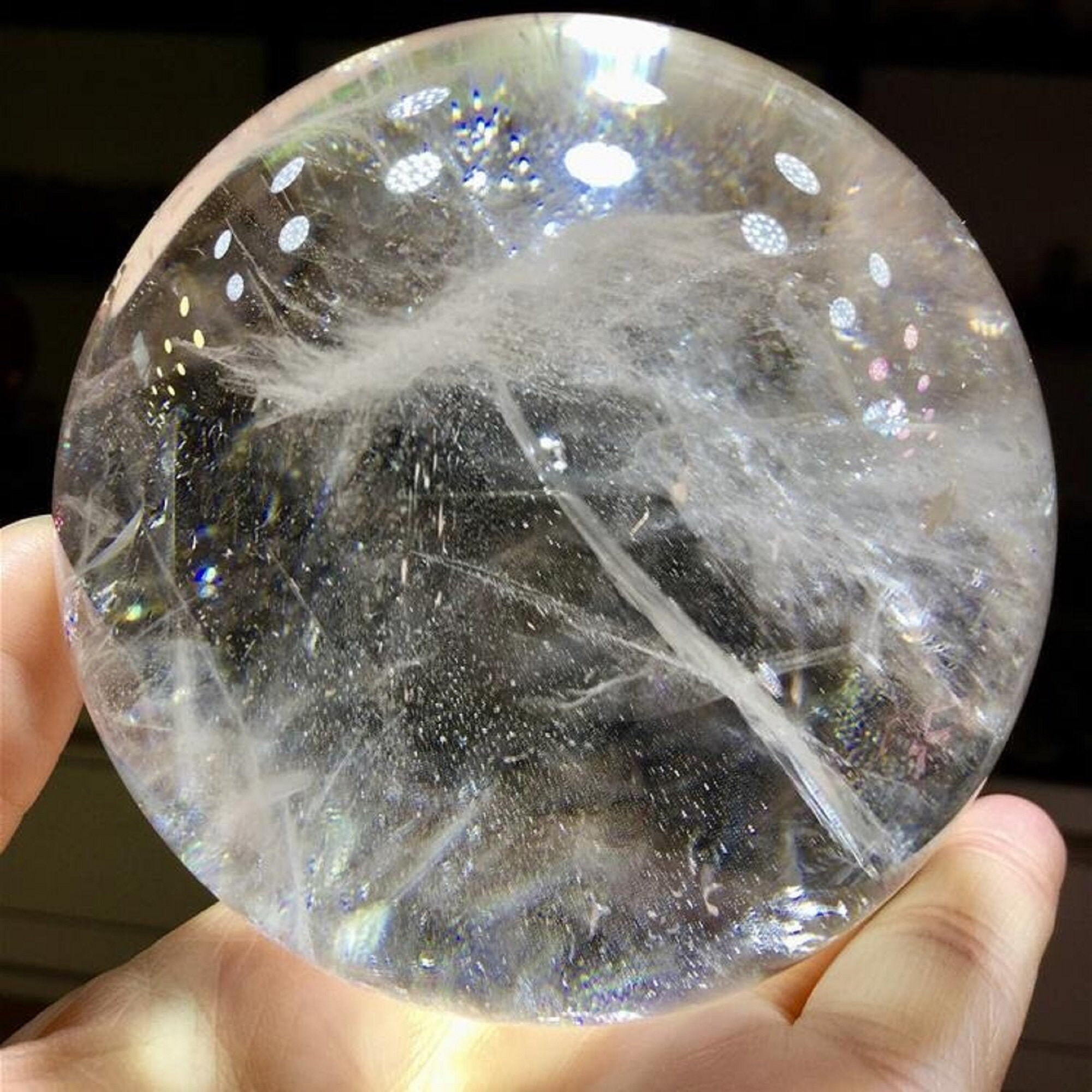 Natural Clear White Crystal Quartz Sphere Ball Specimen Etsy UK