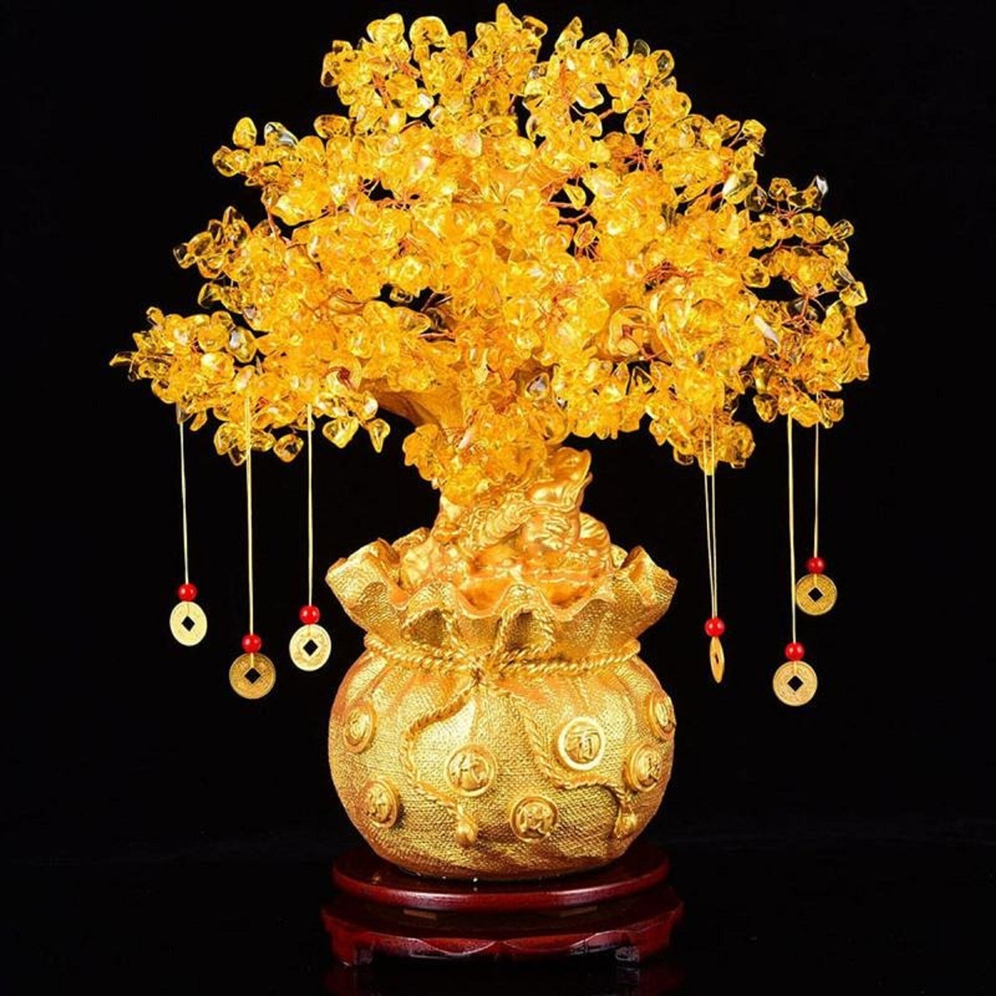Lucky Tree Wealth Yellow Crystal Tree Natural Lucky Tree Money Etsy
