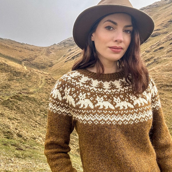 PDF Knitting Pattern – Into the Woods, Fair Isle Fox Colorwork Design – Beginner-Friendly Tutorial (French & English)