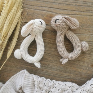 My bunny rattle - Crochet pattern PDF in english (US terms) French