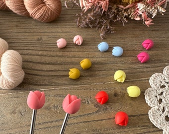 Knitting needle stopper, tulip flower needle protector